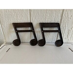 Set of‎ 2 Cast Iron Music Notes Eighth Notes Wall Decor Rustic Brown